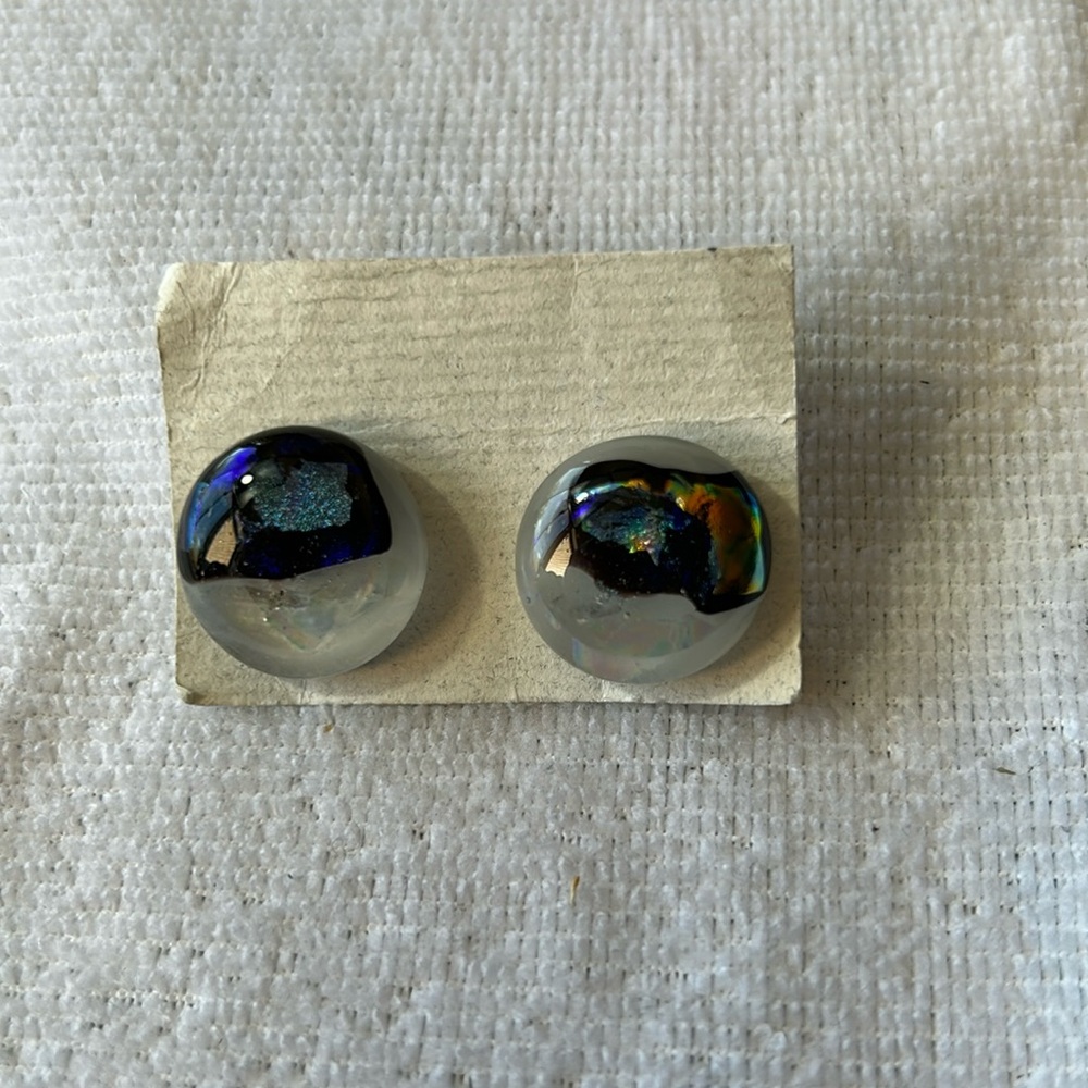 Sublimity  Dichroic Glass Jewelry Post Earrings by Nancy Geddes Handmade